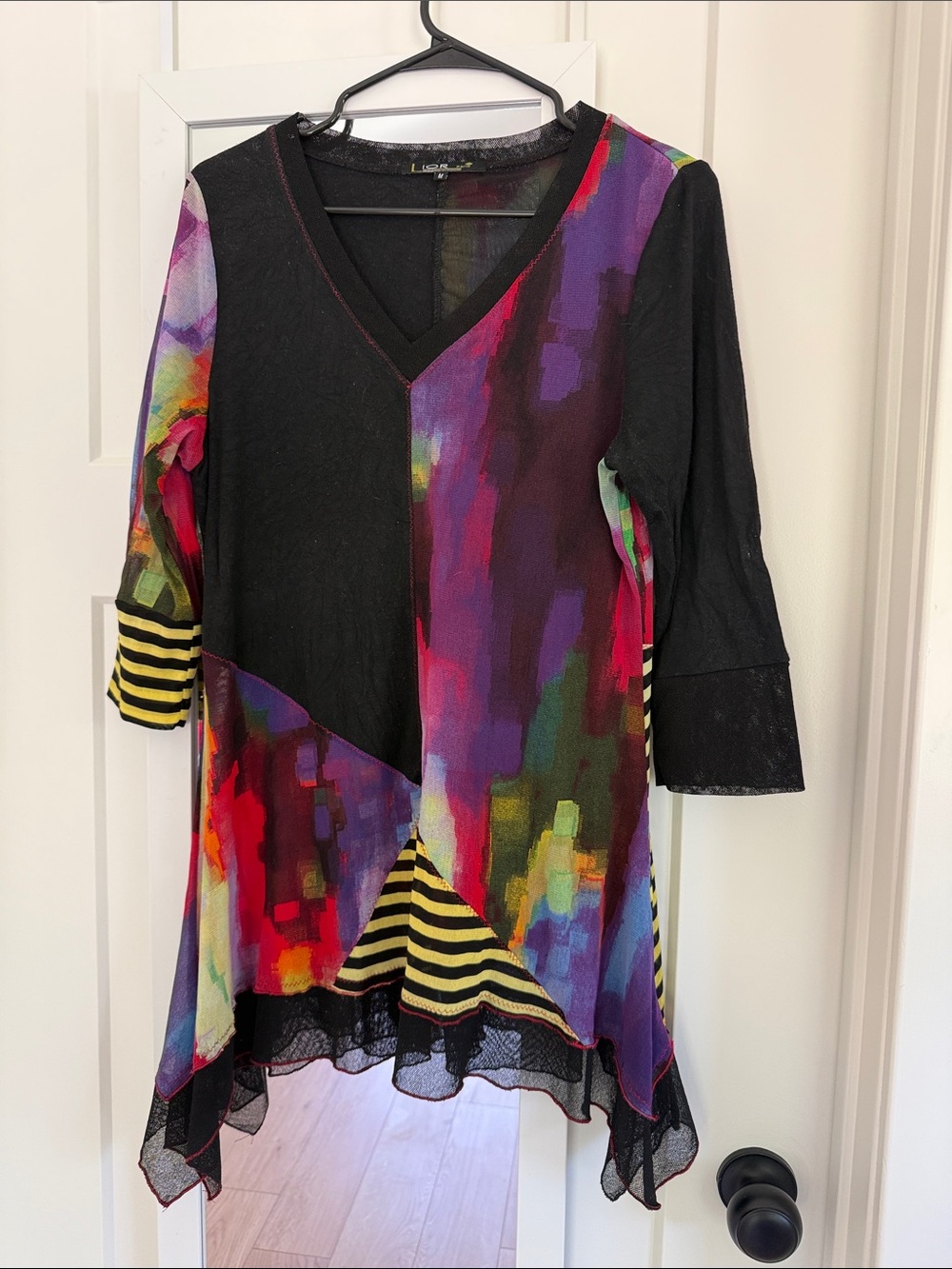 Lior Paris asymmetrical patchwork tunic multicolored abstract print size m